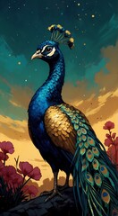 Fototapeta premium peacock in the woods