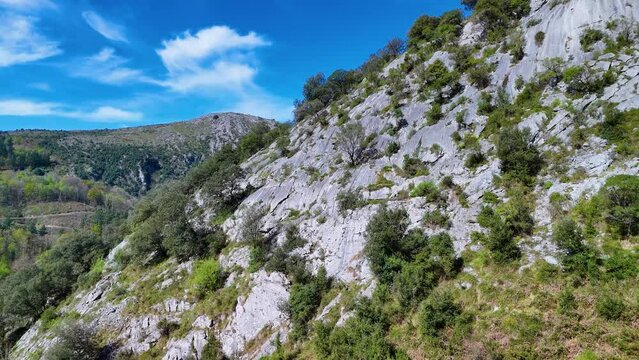 Landscape around the natural stone Arch of Jentilzubi in Dima in the Province of Bizkaia. Basque Country. Spain. Europe