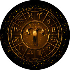 CIRCLE OF GOLDEN ZODIAC SIGNS
