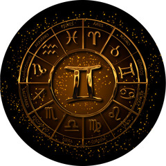 CIRCLE OF GOLDEN ZODIAC SIGNS