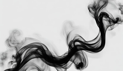 Black smoke isolated on white background, Black smoke on a white background 