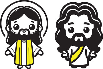 Jesus Bundle Cartoon Illustration Vector