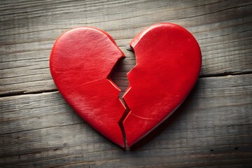 Broken Heart: Heartbreak on a Wooden Table