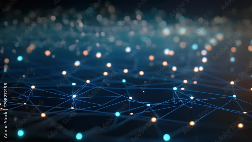 Poster abstract technology background with connecting dots and lines. network concept. 3d rendering, abstra