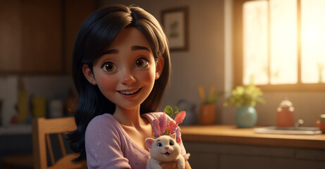 Women Portrait. 3D Animation Style.