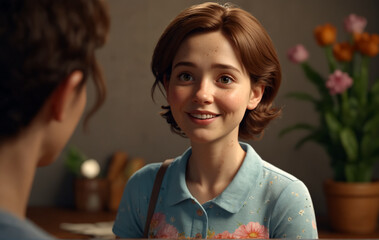 Women Portrait. 3D Animation Style.