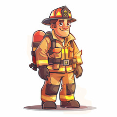 Fototapeta premium Firefighter in Fireman Suit isolated on white background