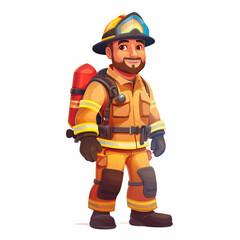 Firefighter in Fireman Suit  isolated on white background