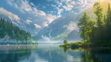 A captivating image showcasing a serene and inviting Windows desktop background, designed to inspire productivity and creativity