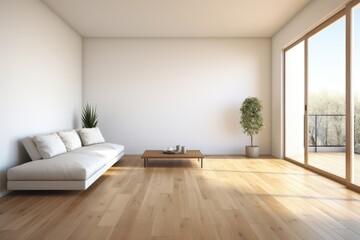 Obraz premium Hardwood floor room architecture.
