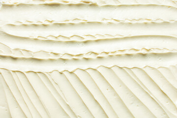 Top view of buttercream for decorating cake, silky smooth american buttercream on a marble surface, overhead view of smooth buttercream