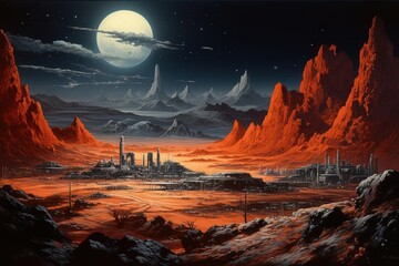 Mars planet landscape astronomy mountain.