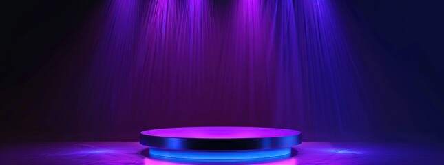 podium with purple neon lights