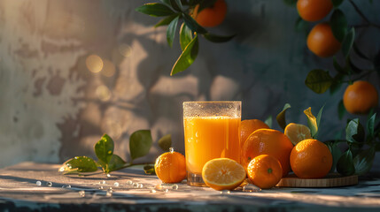 Freshly Squeezed Orange Juice Illustrating Its Immense Health Benefits & Natural Goodness - obrazy, fototapety, plakaty