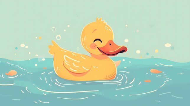 Cheerful Duck Swimming: A Fun Cartoon Illustration

