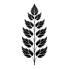 Obraz premium black and white silhouette of a botanical element reminiscent of a feather or fern
