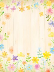 A colorful floral border surrounds a white background