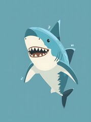 Happy Shark Swimming in Water

