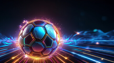soccer ball on fire with background space