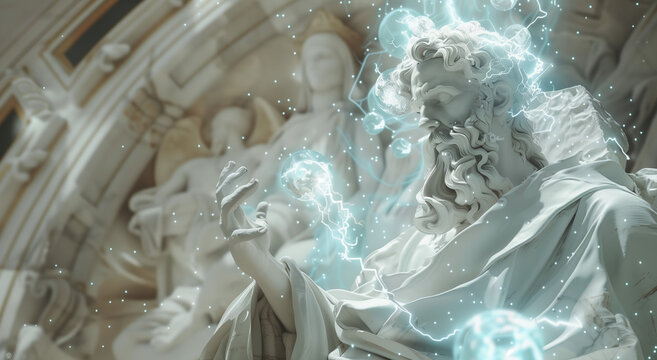 Marble Sculpture Of God Creating AI technology