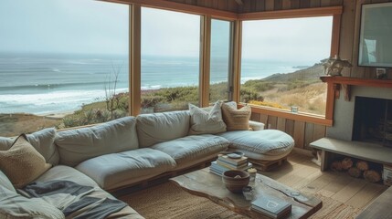 cozy, beachhouse, ocean, scenic view, interior design photography