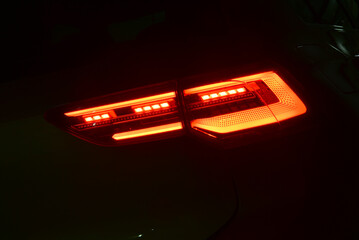Activated LED tail light of the car