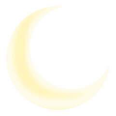 illustration of  light yellow glowing crescent moon icon with transparent background