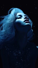Beautiful stardust in blue portrait adult illuminated.