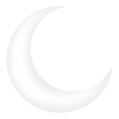 illustration of white glowing crescent moon icon with transparent background © NADEALI