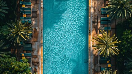 top view of  swimming pool  - obrazy, fototapety, plakaty
