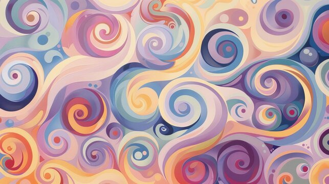 Whimsical swirls dance in a symphony of pastels