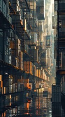 Boxes line the shelves of warehouses, each one a component in the intricate logistics network that spans the globe, background concept