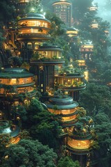 Futuristic city in the jungle