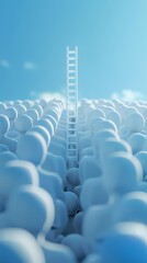 Fototapeta premium Rethinking traditional perspectives challenge convention with an unexpected image of a long, white ladder standing out amongst a sea of ordinary ideas, drawing attention to your outofthebox thinking