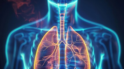 The anatomical study of the respiratory system has led to improvements in respiratory therapies and interventions for diseases like asthma and COPD, science concept - obrazy, fototapety, plakaty