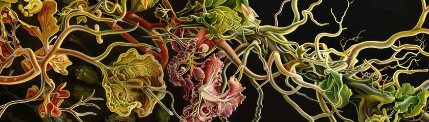 The dissection of plant anatomy, particularly the vascular system, assists botanists in understanding nutrient transport mechanisms and growth patterns, science concept - obrazy, fototapety, plakaty
