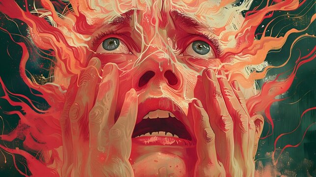 Surreal of Abnormal Psychology Case Study Depicting Mental Health Crisis in Distorted,Expressionistic Style