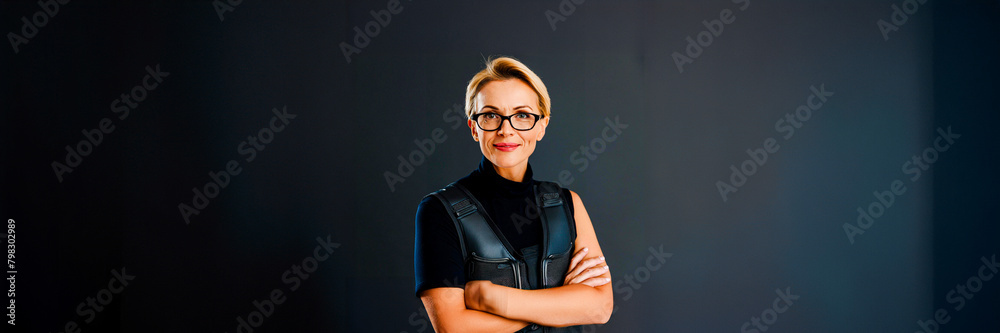 Canvas Prints portrait of woman on black studio wall