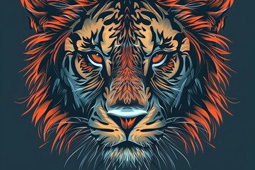 Majestic Fusion: Illustrated Wildcat Face - Lion, Tiger, Wolf