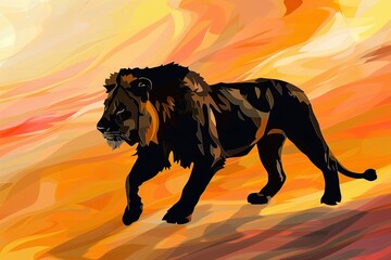 Vector Art: Majestic Lion Silhouette � Stylized Regal Power and Grace