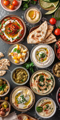 Mediterranean Marvels: A Lavish Mezze Spread with Hummus and Pita Paradise