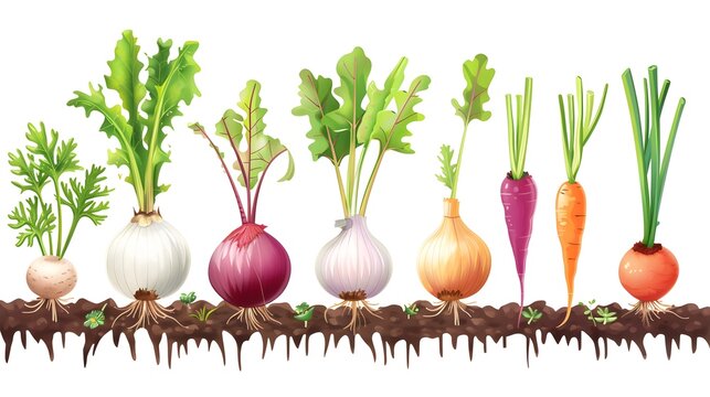 colorful vegetables growing in soil clip art preview