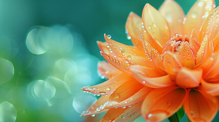 Macro Shot of an Orange Dahlia with Vibrant Petals. Spring Radiance. Floral Abstract Background.