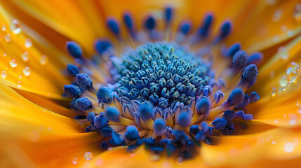 Extreme Close-Up of an African Daisy with Blue Dots. Osteospermum. Beautiful Abstract Background.