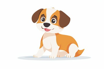 Playful Puppy with Floppy Ears - Child-Friendly Dog Cartoon Vector Illustration