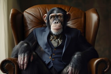 Graceful Chimp Suiting Majestically in Human Style