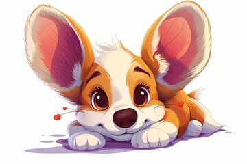 Adorable Isolated Cartoon Puppy with Large Ears - Fun and Love Vector Design for Children's Art