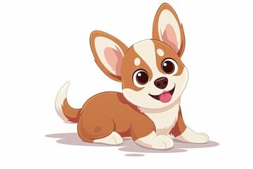 Cute Canine Joy: Playful Cartoon Puppy in Vector Format for Children's Fun