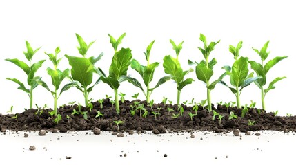 Crops growing on white background