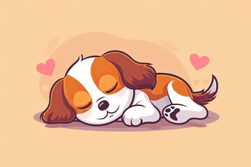 Cute Pet Sleeping Dog Flat Logo Vector - Cartoon Icon Full of Love and Fun